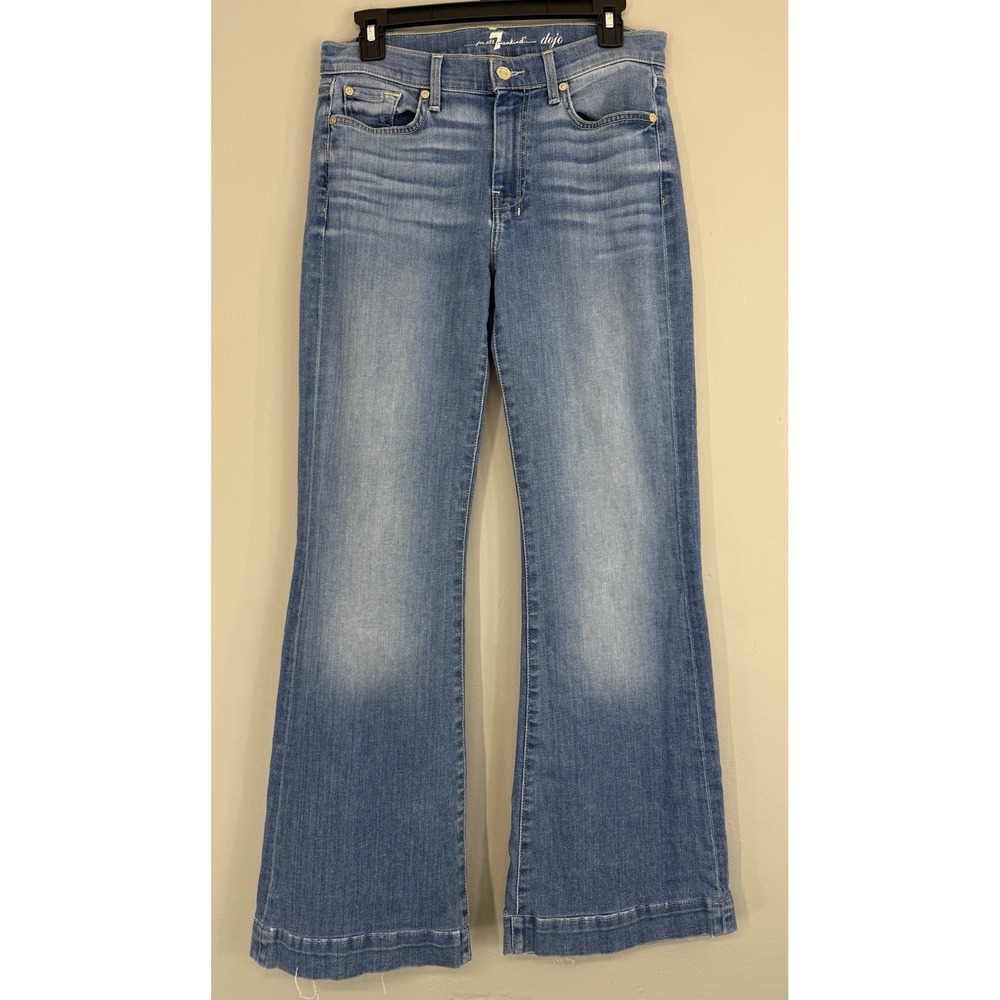 7 For All Mankind Dojo Jeans Women's 29 Flare Stretch Denim ( heel drag )